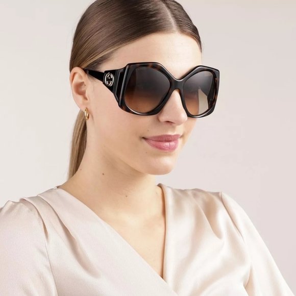 💯 original  New Gucci OVERSIZED   HAVANA BROWN Sunglasses, GG0875S-002-6 - Picture 1 of 14